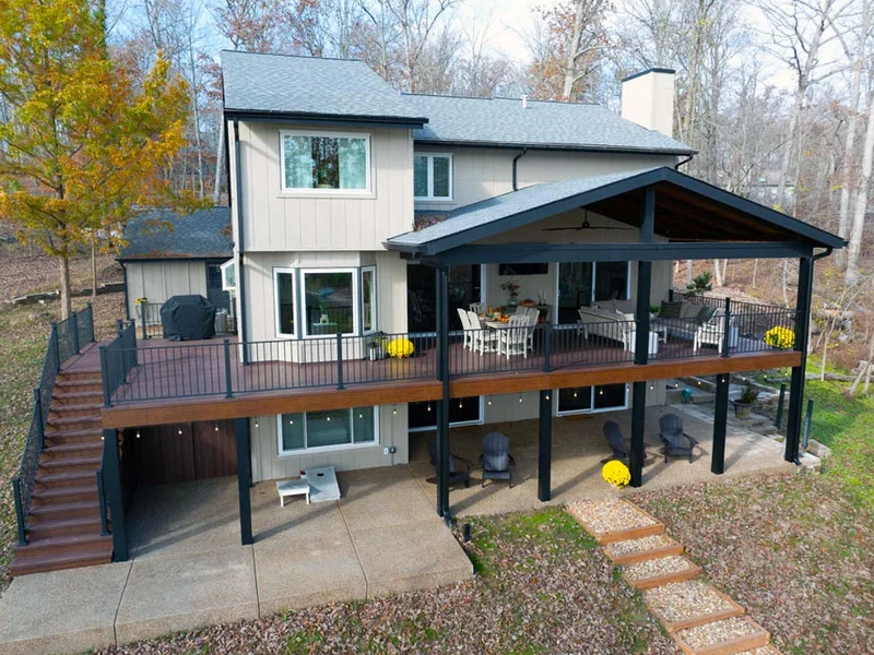Under-deck lighting on an elevated deck in Sevier County